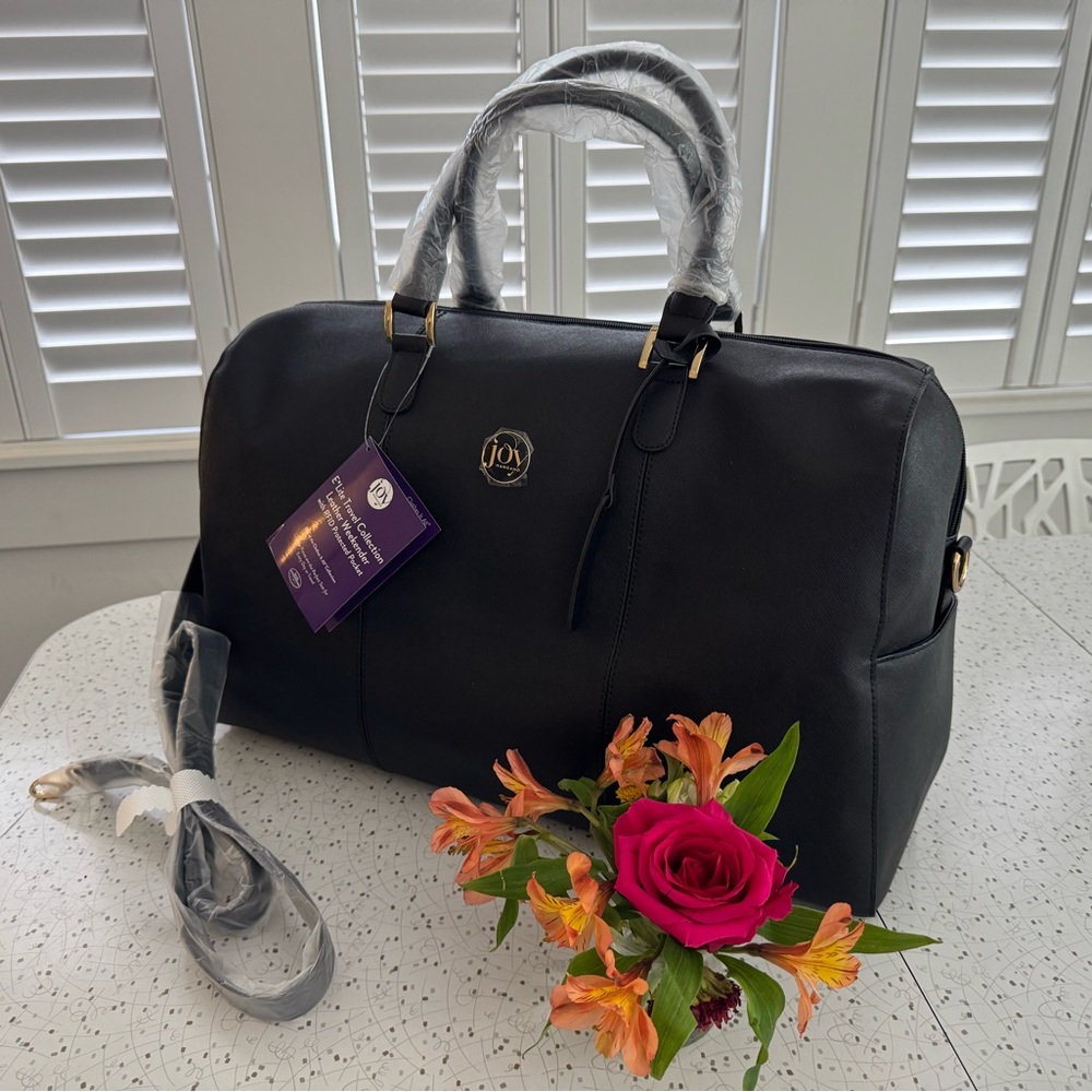 NWT - Joy Mangano E*Lite Travel Collection Leather Weekend with